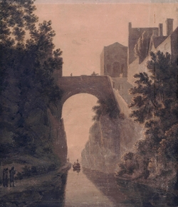 The canal in Chester, showing Northgate Street Bridge and part of the Bluecoat Hospital