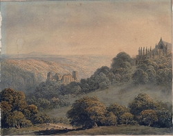 Roslin Chapel, with castle, near Edinburgh