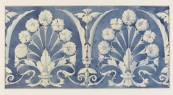 Ornamental design in blue and white for a frieze