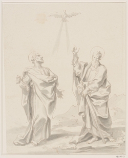 St Peter and St Paul, with the Holy Spirit above