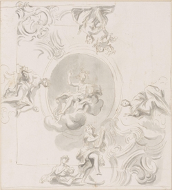 Design for a ceiling with figures of the Muses