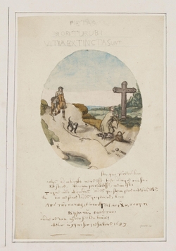 A Man Praying at a Wayside Cross