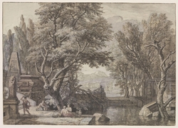 Classical Garden Scene with an Obelisk and a Tomb