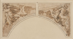 Two nude kneeling figures