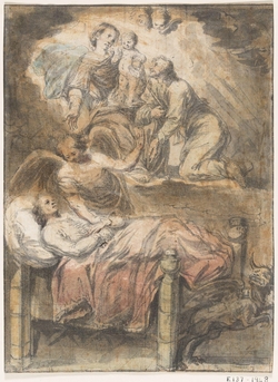 An angel at the sick bed of a man