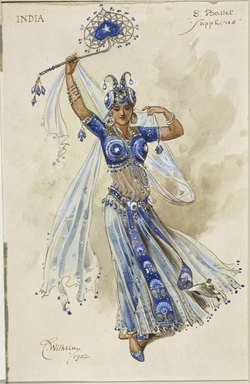 Costume design for a dancer representing India in 'Our Crown'