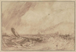 Coastal sceen with shipwreck