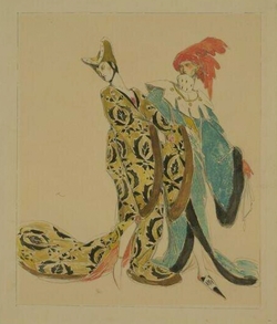Costume design for two courtiers