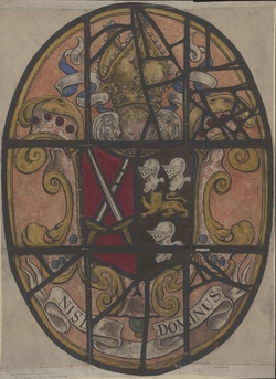 Copy of stained glass in St James' Church, Colchester
