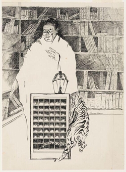 An oriental in a library