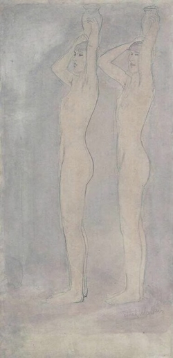Study of two standing female nudes