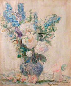 White Roses and Delphiniums