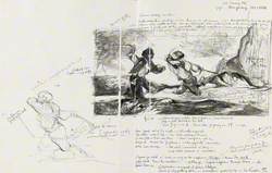 Sketch after Francisco Goya's 'Duel with Cudgels'
