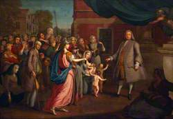 Joshua Ward Receiving Money from Britannia (and Bestowing it as Charity on the Needy)
