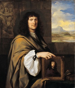 A Man Holding a Portrait