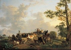 Pastoral Landscape with Peasants and a Harvest Wagon