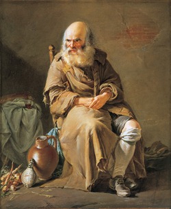 An Old Man Sitting in an Interior