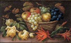Still Life with Apples, Grapes, Pear, Roses and Cactus Flowers