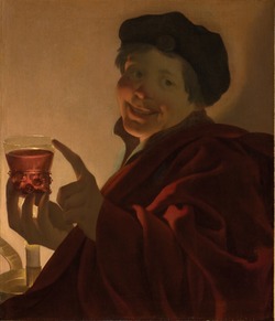A Boy with a Roemer of Wine by Candlight