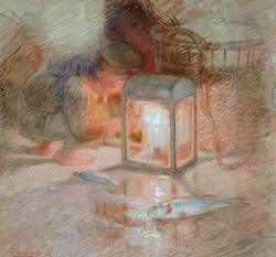 Study of a Boy with Lantern for 'The Mackerel Nets'