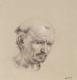 Head of a Bald Man - Study for Lord Patrick Lindsay of the Byres and Lord William Ruthven compelling Mary, Queen of Scots to sign her Abdication in the Castle of Loch Leven