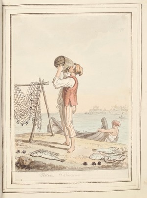 Italian Fisherman, leaf from 'A Collection of Dresses by David Allan Mostly from Nature'