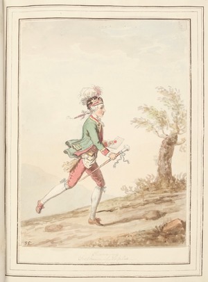 Running Footman of Naples, leaf from 'A Collection of Dresses by David Allan Mostly from Nature'