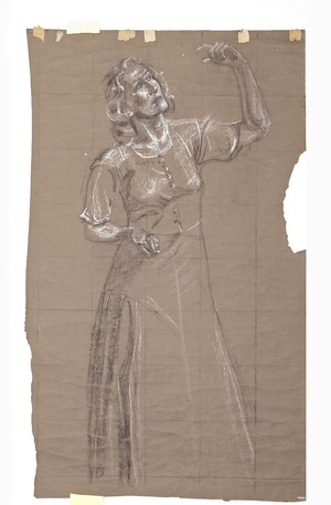 Girl With Hand Up - Study For The University Union Murals, Academic Panel