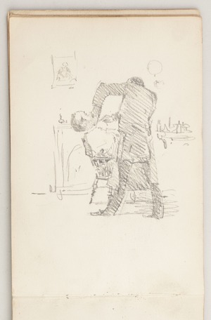 recto: Girl Reading, verso:  Man being Shaved - Leaf from Artist's Sketchbook