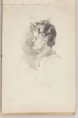 recto: Woman in Profile, verso:  Broughty Ferry - Leaf from Artist's Sketchbook