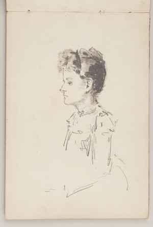 recto: Head of Woman Playing a Piano, verso:  Portrait Study - Leaf from Artist's Sketchbook