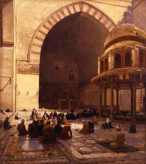 The Hour of Prayer (Interior of the Mosque of Sultan Beni Hassan, Cairo)