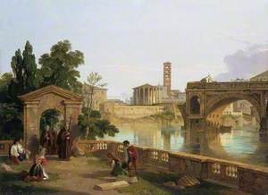 Tiber with the Temple of Hercules Victor, Santa Maria in Cosmedin and the Ponte Rotto seen from the Convent of San Barto