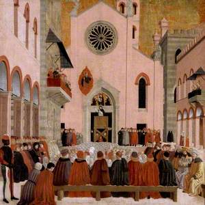St Vincent Ferrer preaching before a Pope