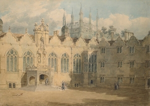 A View of the Chapel and Hall of Oriel College, Oxford