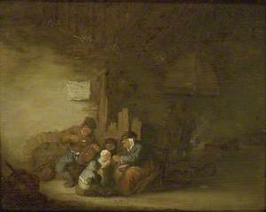 A Peasant Family eating in an Interior