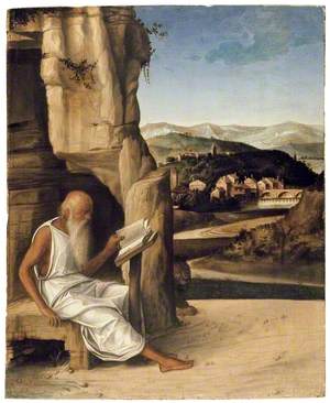 St Jerome reading in a Landscape