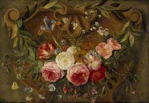 Decorative Still-Life Composition with a Garland of Flowers