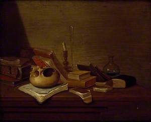 Still Life with a Skull and Books