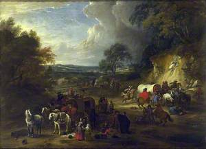 Landscape with Bandits attacking a Convoy of Travellers