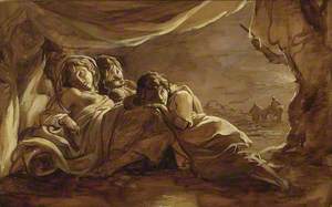 Three Girls asleep under a Tent - Morning
