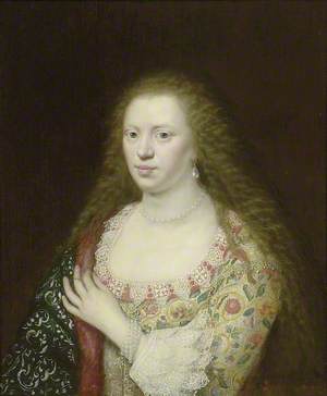 Portrait of a Woman in a Dress worked with Flowers