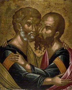 Icon of The Embrace of the Apostles Peter and Paul