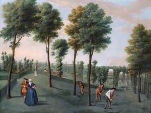 The North West Woodlands with Gardeners Scything, Hartwell House, Buckinghamshire