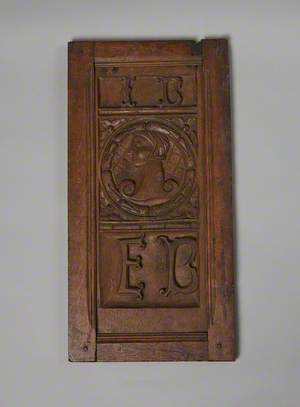 Panel with a Figure in Profile and Initials