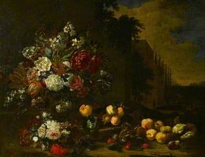 Still Life of Mixed Flowers in a Glass Vase