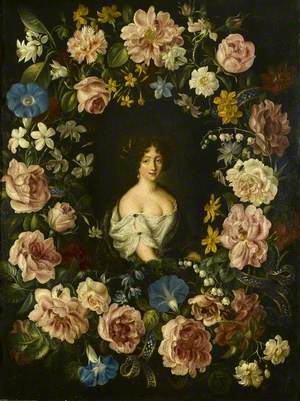 A Lady of the Mancini Family within a Garland of Flowers