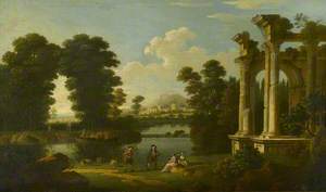 Landscape with Elegant Figures and a Barge