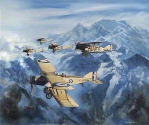 Bristol F2b Fighters over Mountains