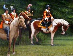 Four Cavalier Soldiers on Horseback